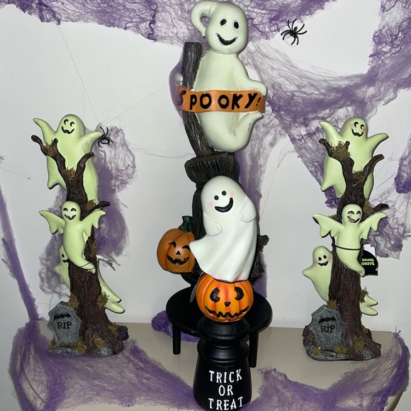 Ghost Boo Glow in the Dark Spooky Trees Stand Spooky Trick or Treat Tablescaping - Picture 5 of 7